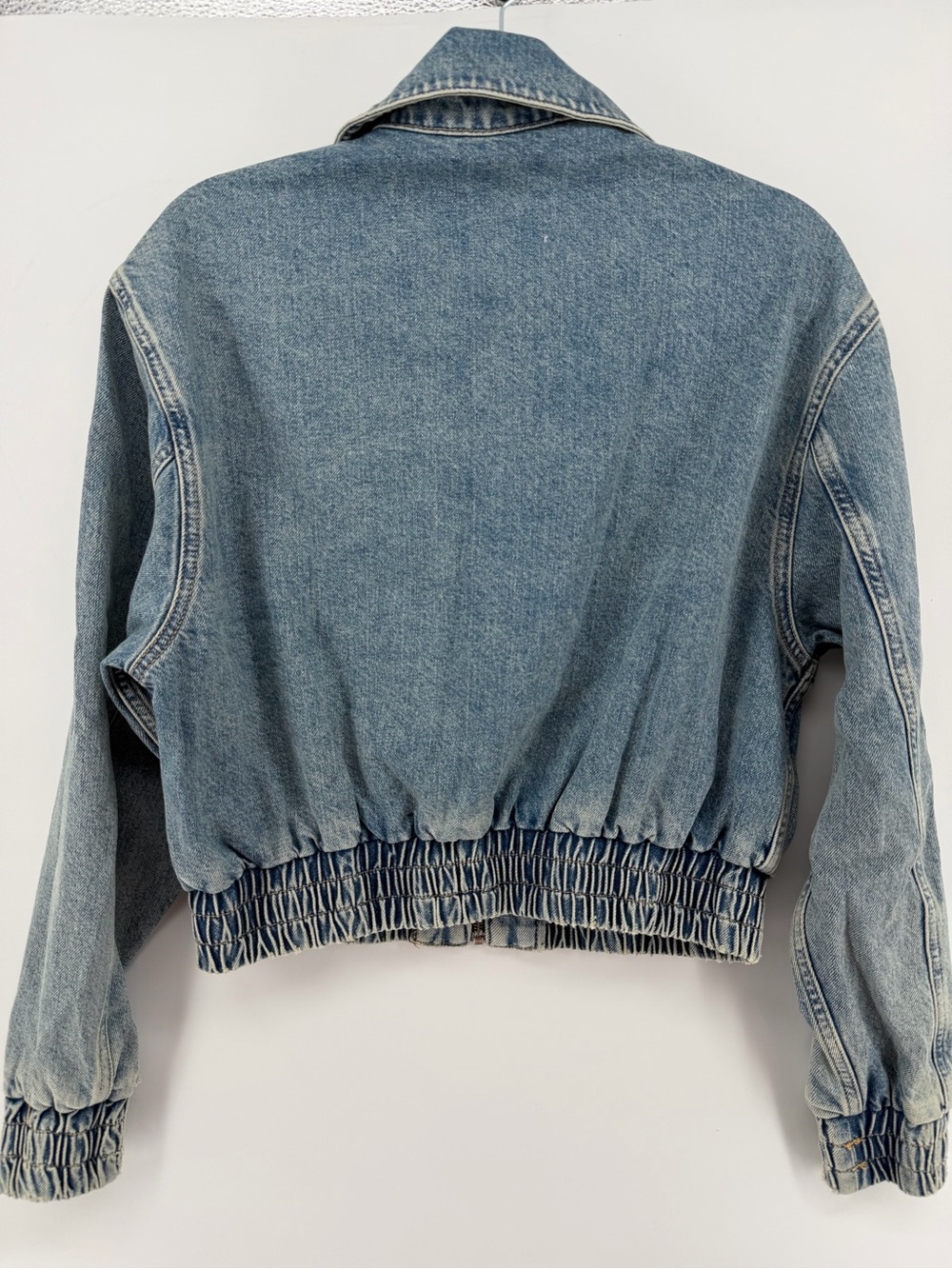Mango Denim Bomber Jacket Light Blue Size Small - Picture 6 of 6